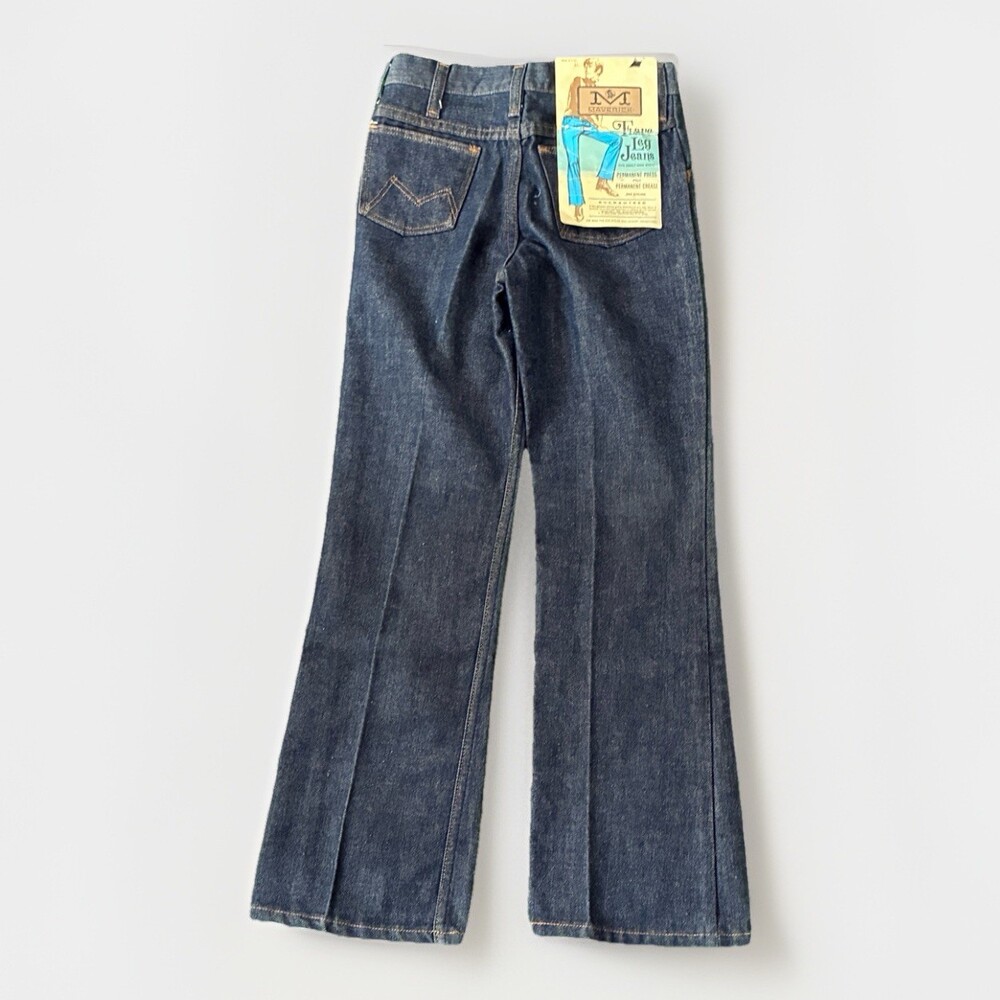 Deadstock Vintage 70s Maverick Boys Flare Raw Denim Jeans Western 26x26 USA Made